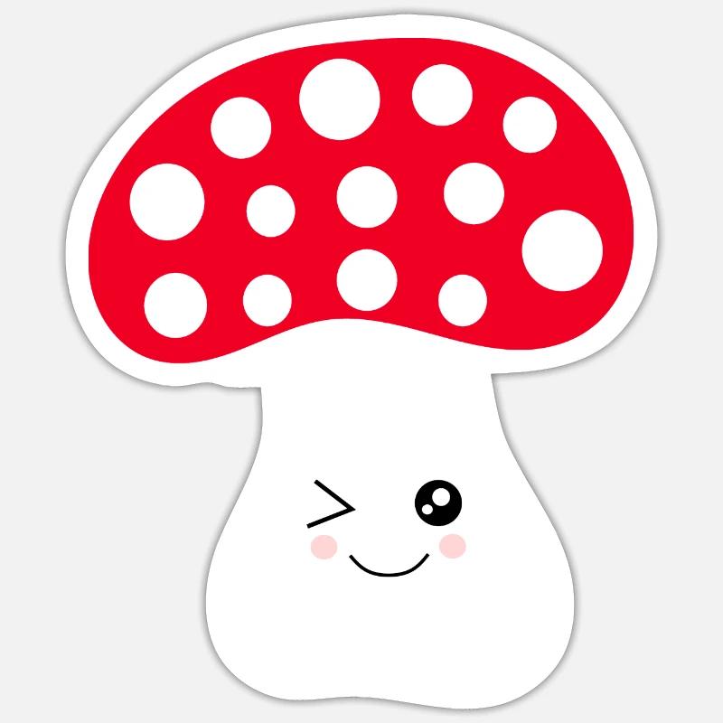 Kawaii, mushroom, toadstool - Sticker size S (10 x 10 cm) - white matte