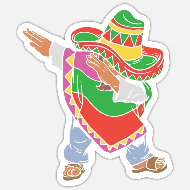 Dabbing Mexican Cinco De Mayo Dabbing Mexikaner - Sticker Größe S (10 x 10 cm) - Mattweiß