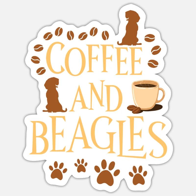 Coffee and Beagle - Sticker size S (10 x 10 cm) - white matte