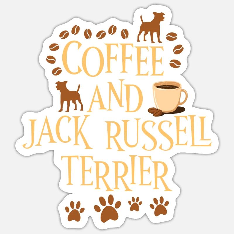 Kaffe og Jack Russell Terrier - Sticker størrelse S (10 x 10 cm) - mat hvid