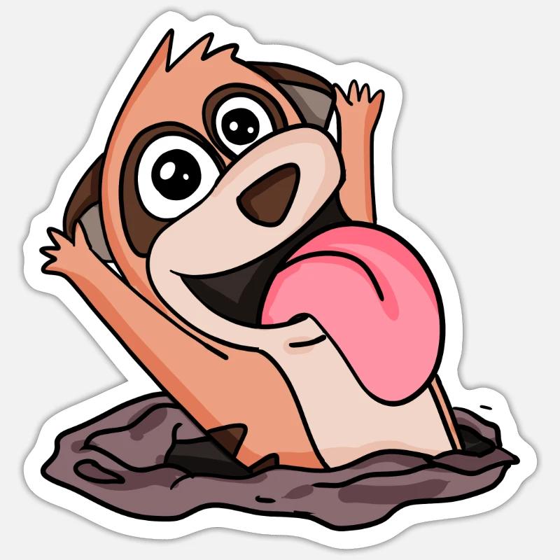 Câlin de suricate mignon - Sticker taille S (10 x 10 cm) - blanc mat