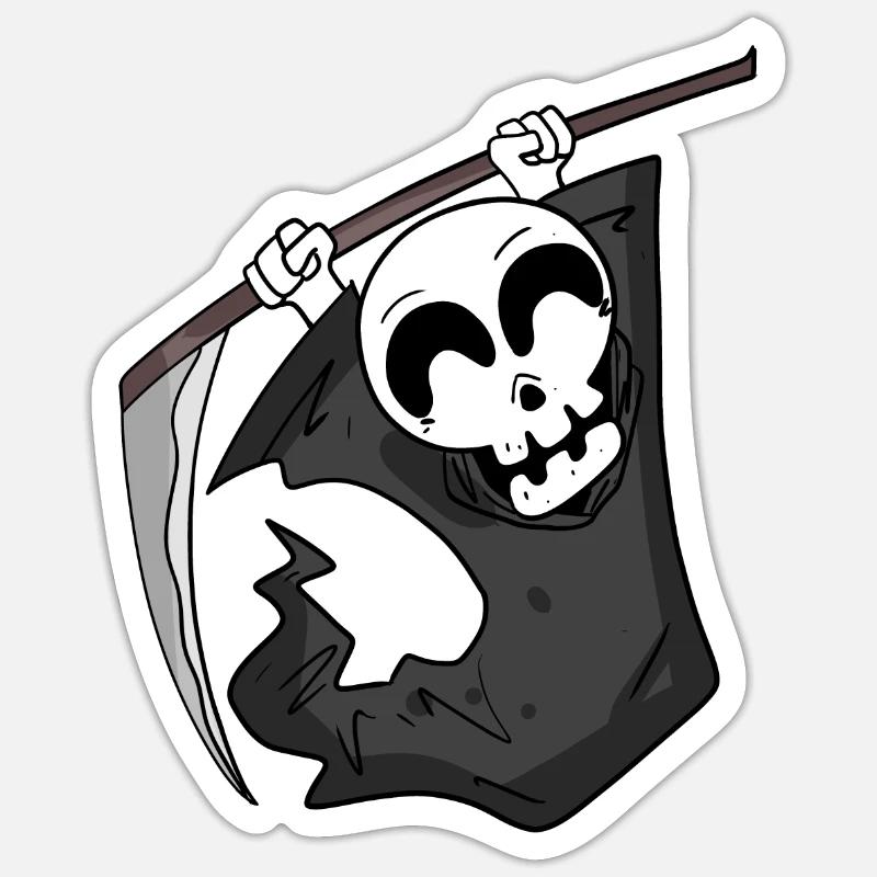 Grim Reaper est ravi - Sticker taille S (10 x 10 cm) - blanc mat