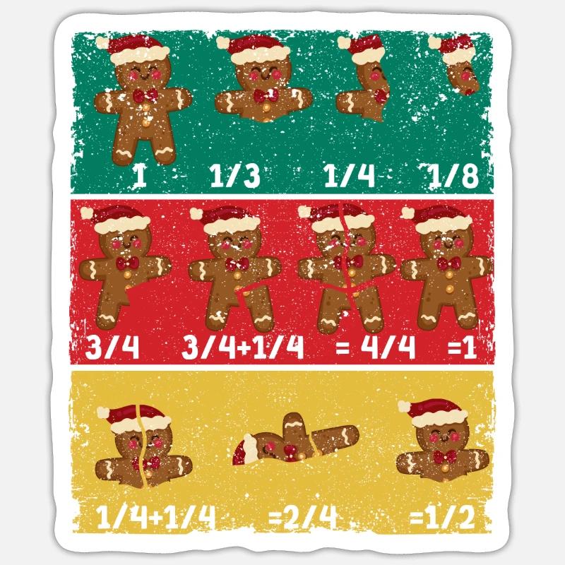 Weihnachten Math Lehrer Bruch Lebkuchen Cookie Sticker Größe S (10 x 10 cm)