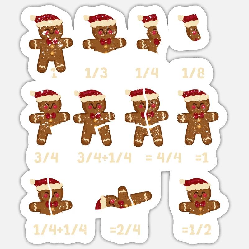 Weihnachten Math Lehrer Bruch Lebkuchen Cookie Sticker Größe S (10 x 10 cm)