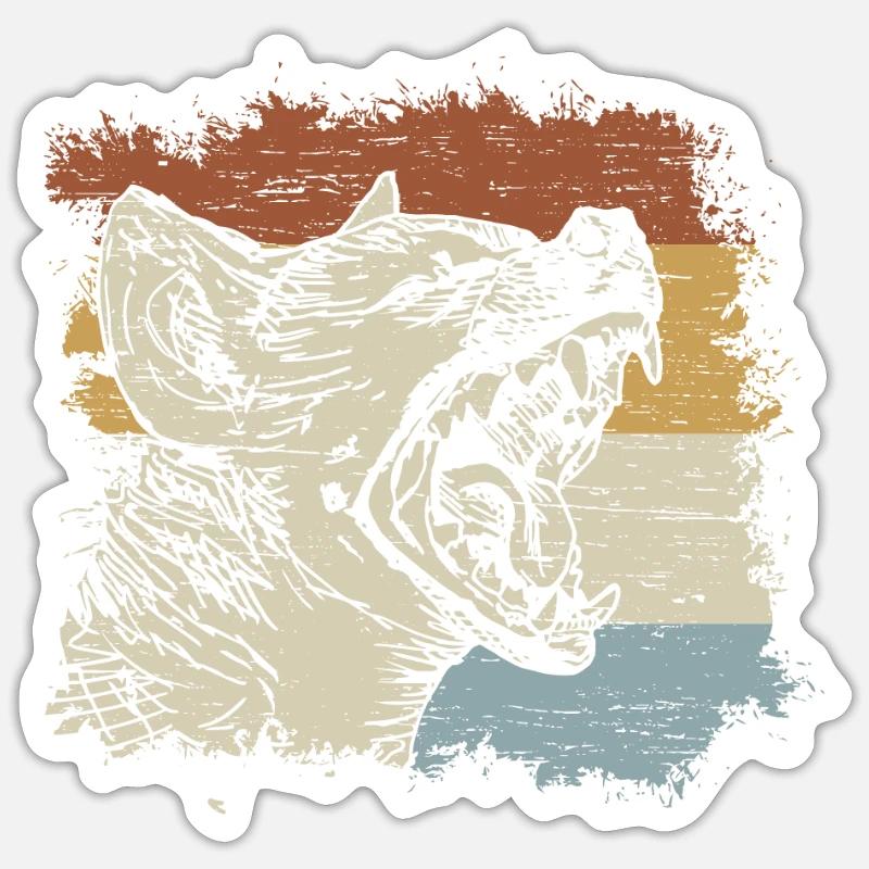 Hyène rétro - Sticker taille S (10 x 10 cm) - blanc mat