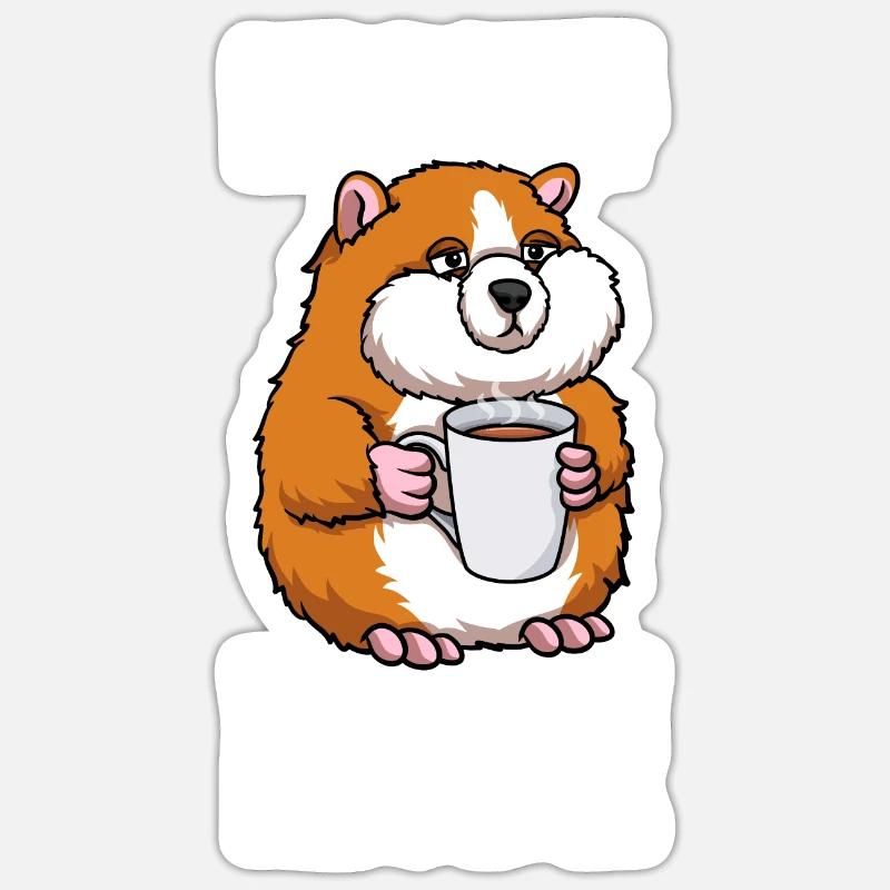 Der Kaffee Ist Kaputt Ich Bin Noch Müde Hamster - Sticker Größe S (10 x 10 cm) - Mattweiß