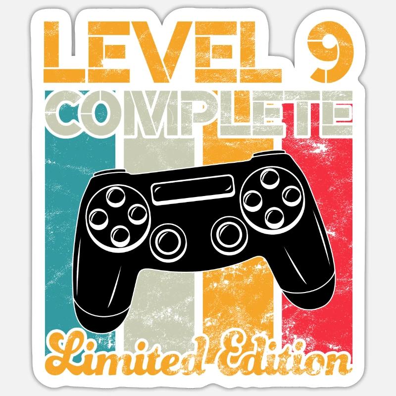 Level 9 complete Gaming Geburtstag - Sticker Größe S (10 x 10 cm) - Mattweiß