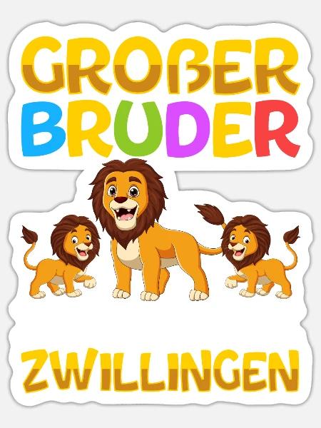 Großer Bruder 2023 Löwe Geschenk - Sticker Größe S (10 x 10 cm) - Mattweiß