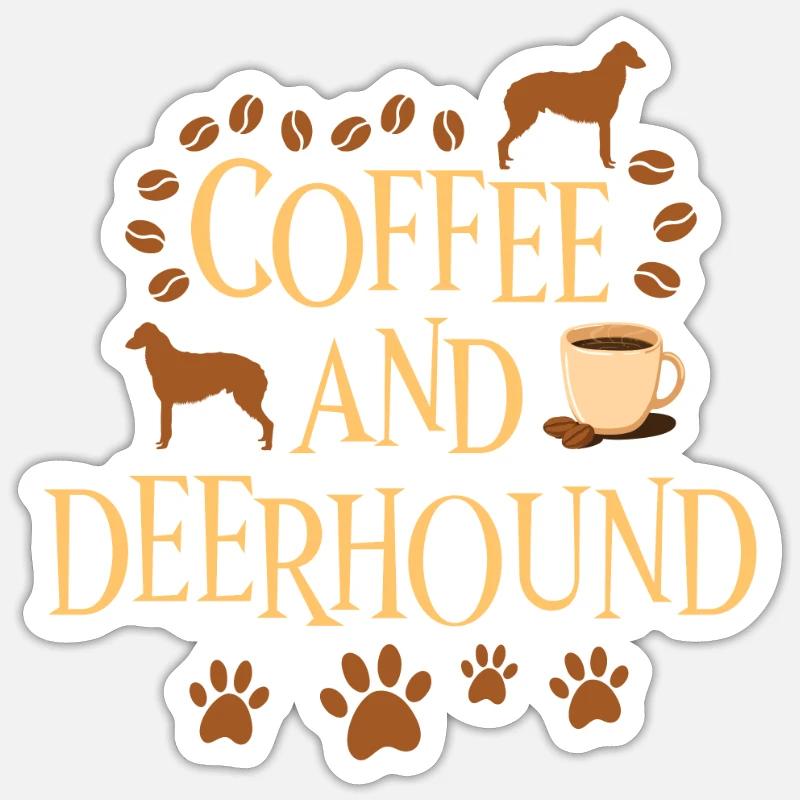Coffee and Deerhound - Sticker size S (10 x 10 cm) - white matte
