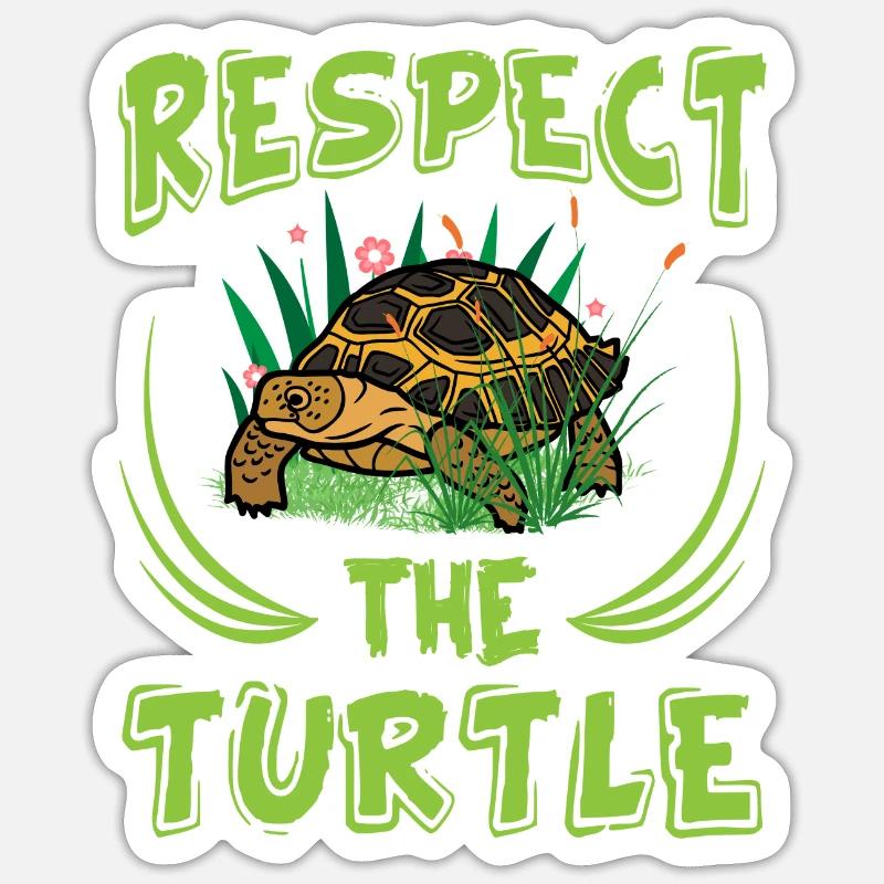 Schildkröte Respect the Turtle - Sticker Größe S (10 x 10 cm) - Mattweiß