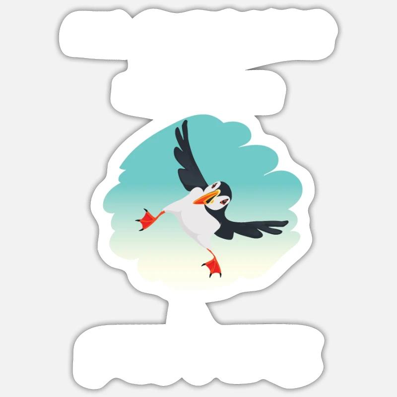 Macareux moines - Sticker taille S (10 x 10 cm) - blanc mat