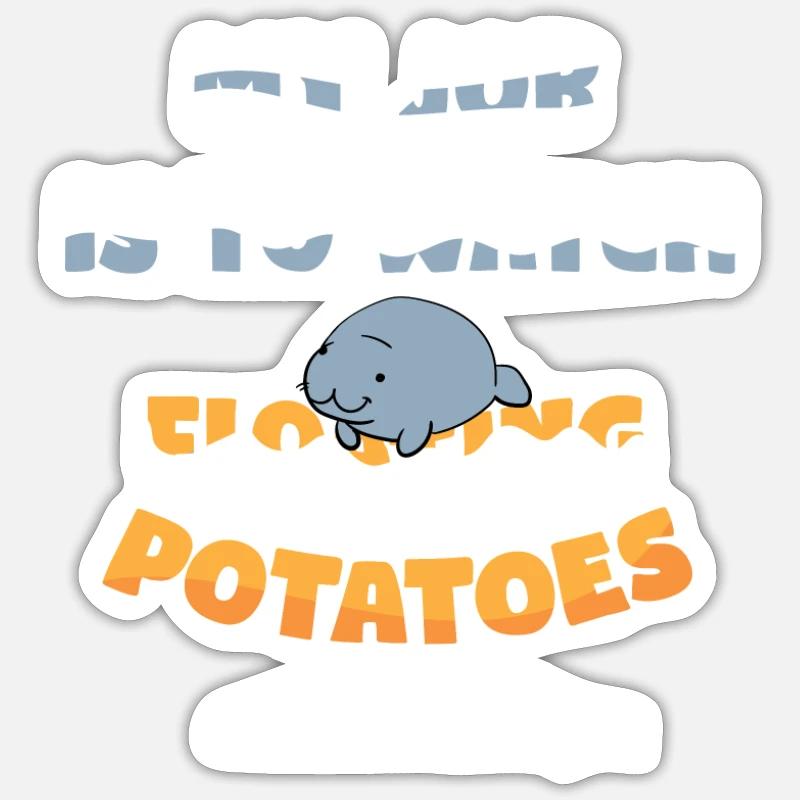 Manatee Manti floaty potatoes - Sticker size S (10 x 10 cm) - white matte
