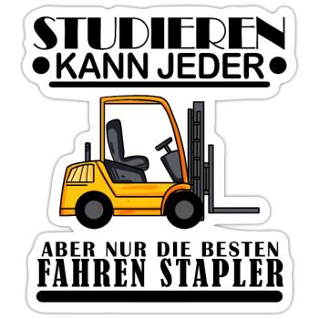 Staplerfahrer Gabelstapler Lager Logistik - Sticker Größe S (10 x 10 cm) - Mattweiß - Vorne