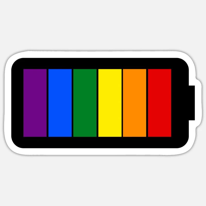 Regenbogenfarben Batterie Loading - Gay Pride Sticker Größe S (10 x 10 cm)