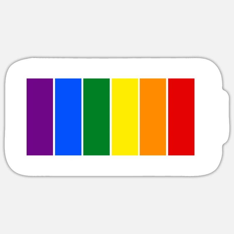Regenbogenfarben Batterie Loading - Gay Pride - Sticker Größe S (10 x 10 cm) - Mattweiß