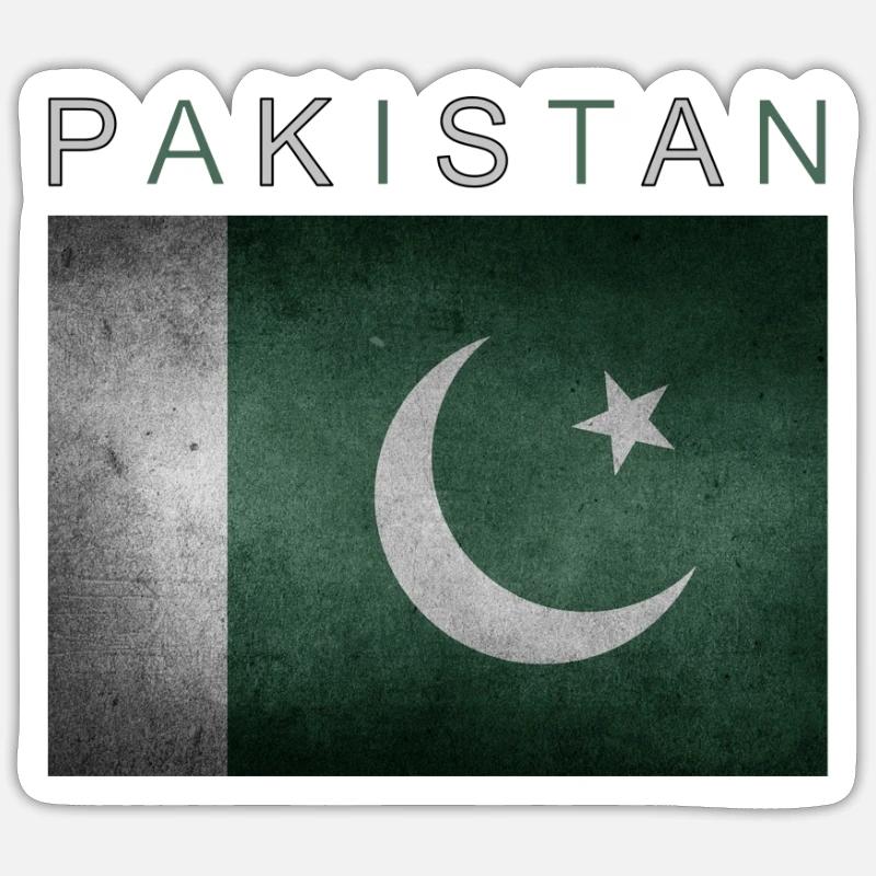 Drapeau du Pakistan - Sticker taille S (10 x 10 cm) - blanc mat