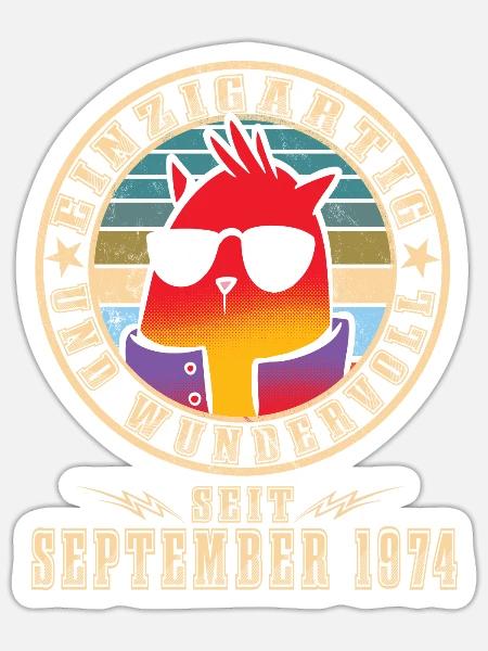 Geburtstag September 1974 - Sticker Größe S (10 x 10 cm) - Mattweiß