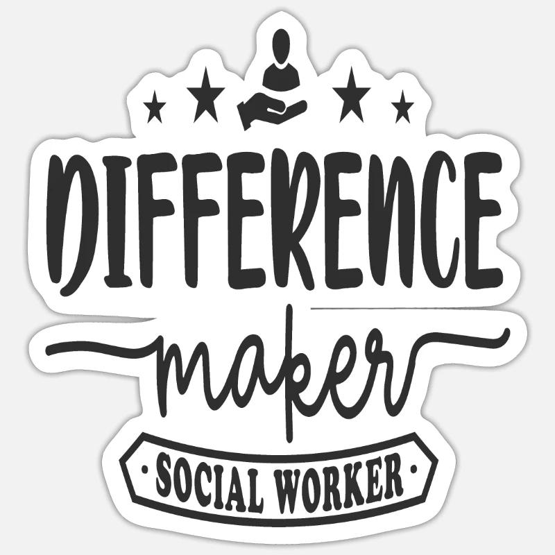 Difference Maker Sozialarbeiter - Sticker Größe S (10 x 10 cm) - Mattweiß