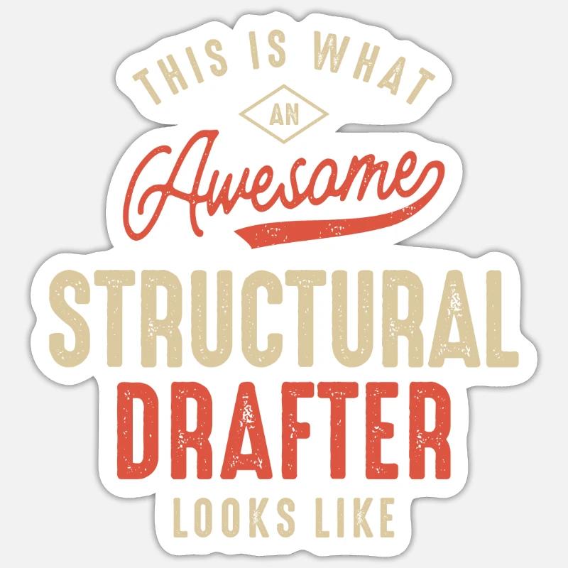 Drôle génial Emploi de dessinateur structurel Sticker taille S (10 x 10 cm)