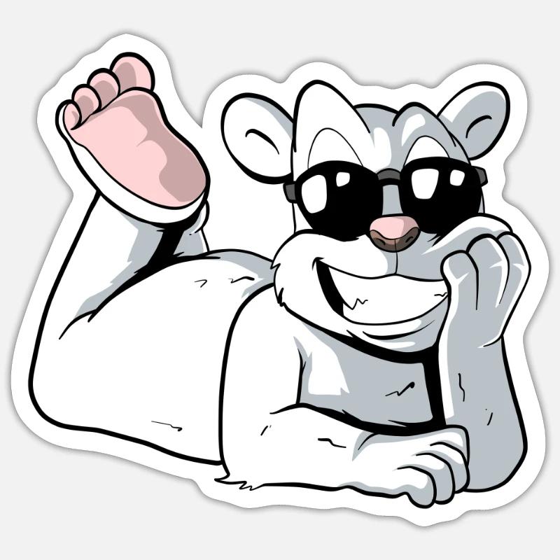 Cooler Eisbär - Sticker Größe S (10 x 10 cm) - Mattweiß