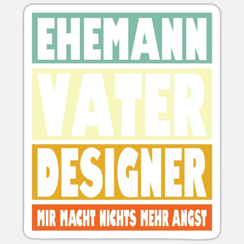 Designer Vater Ehemann Held - Sticker Größe S (10 x 10 cm) - Mattweiß