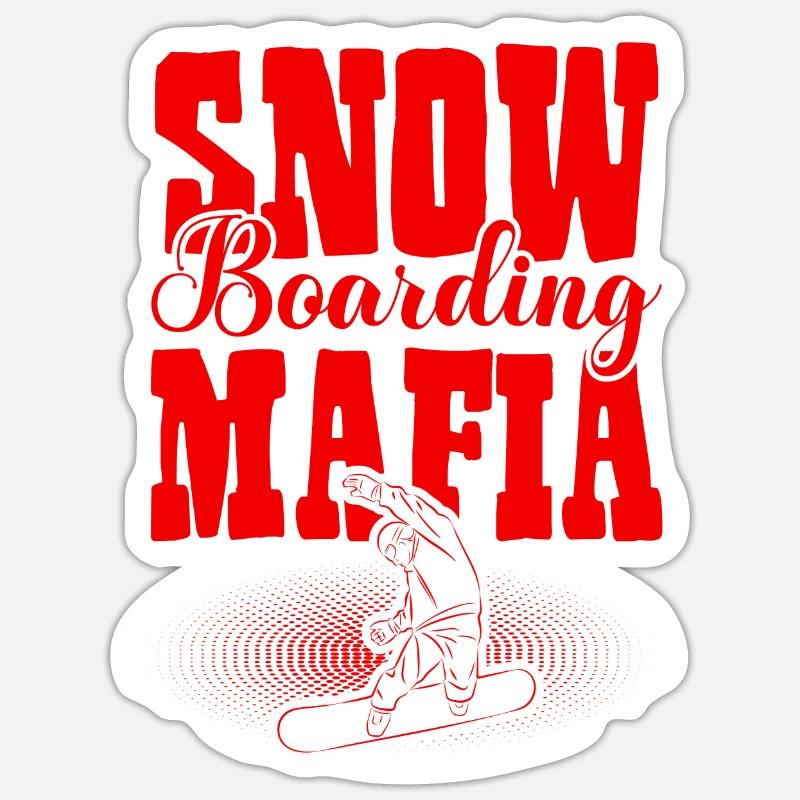 Mafia du snowboard - Sticker taille S (10 x 10 cm) - blanc mat