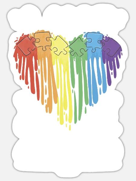 Autismus Regenbogen Herz Liebe - Sticker Größe S (10 x 10 cm) - Mattweiß
