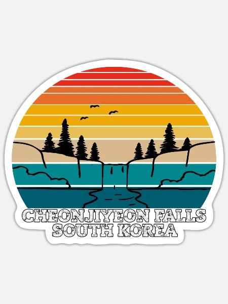 Cheonjiyeon Falls South Korea - Sticker Größe S (10 x 10 cm) - Mattweiß