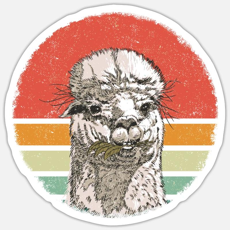 Lama d’alpaga - Sticker taille S (10 x 10 cm) - blanc mat