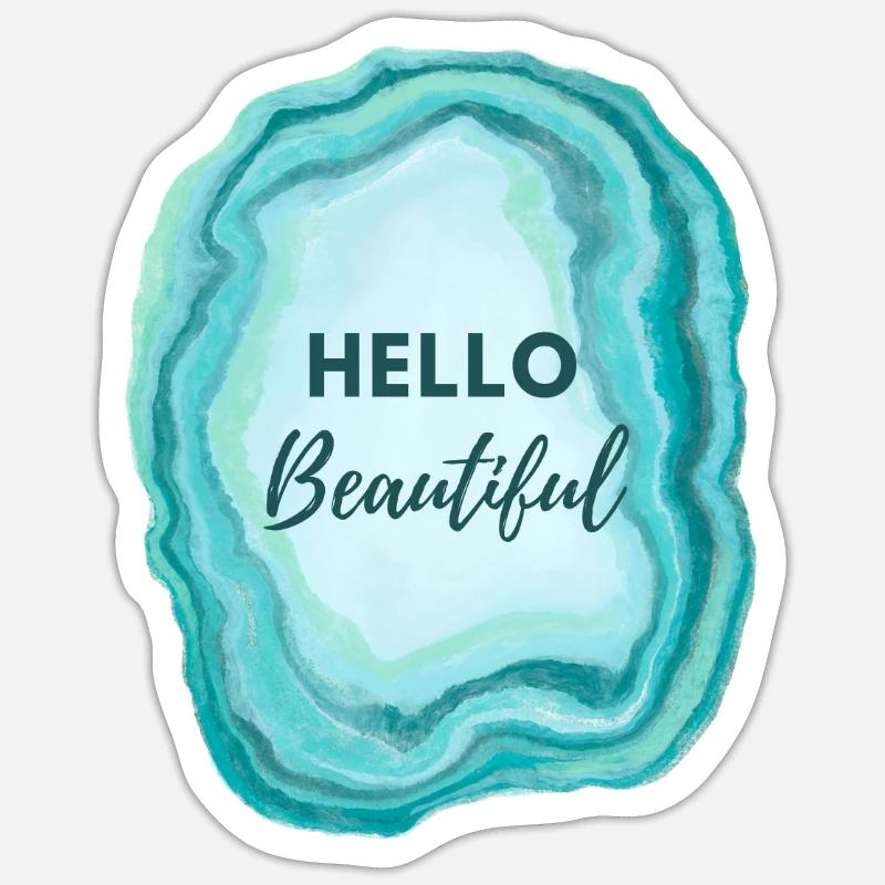 Hello Beautiful - Sticker Größe S (10 x 10 cm) - Mattweiß