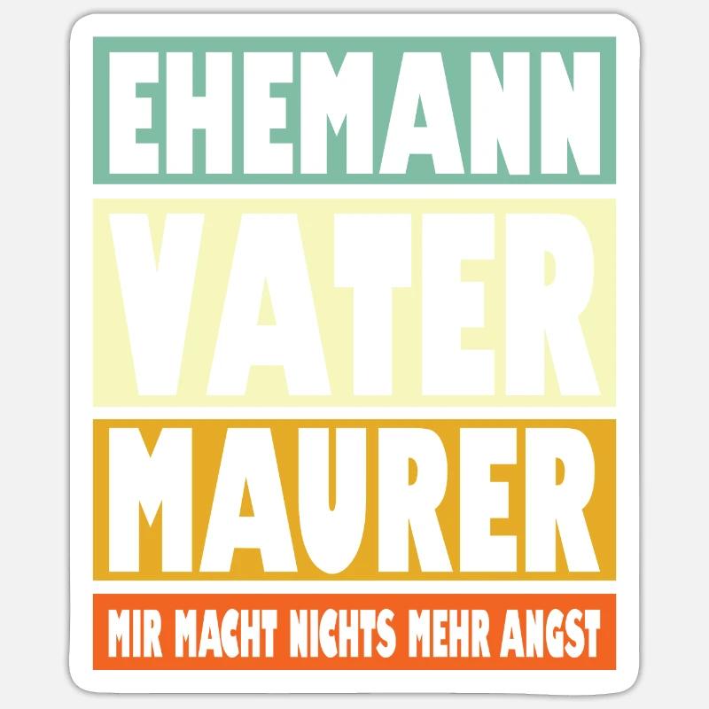 Maurer Vater Ehemann Held - Sticker Größe S (10 x 10 cm) - Mattweiß