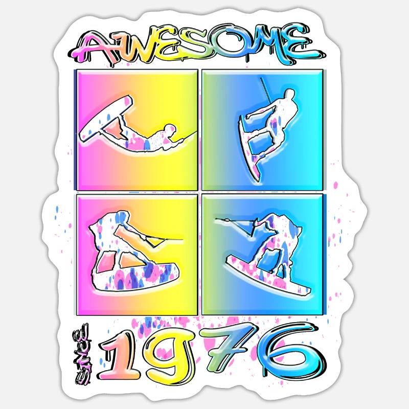 Awesome since 1976. Wakeboard Lifestyle Sticker size S (10 x 10 cm)