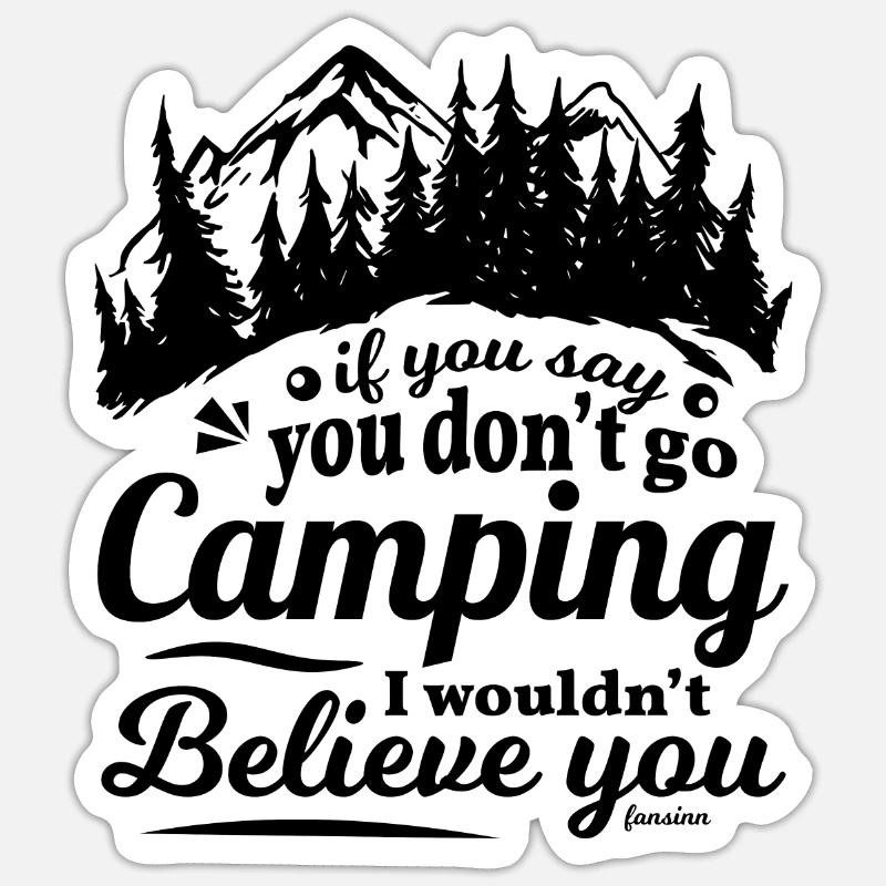 Camping - Sticker taille S (10 x 10 cm) - blanc mat