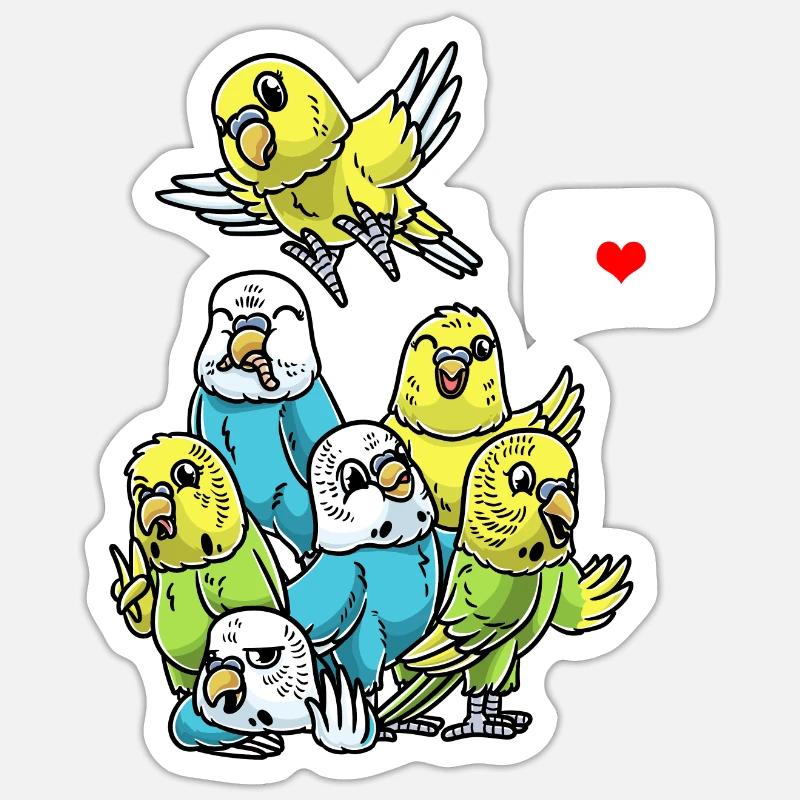 Funny Budgie Parrot Bird - Sticker size S (10 x 10 cm) - white matte
