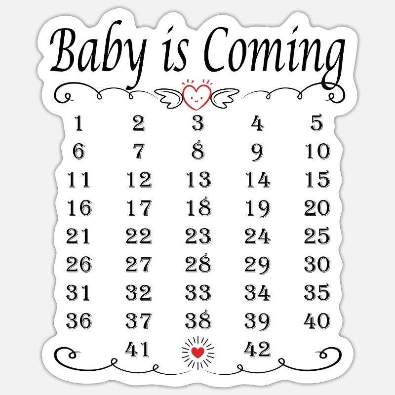 Maman Bébé Calendrier Compte à rebours Grossesse comme Sticker taille S (10 x 10 cm)