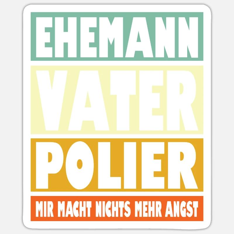 Polier Vater Ehemann Held - Sticker Größe S (10 x 10 cm) - Mattweiß