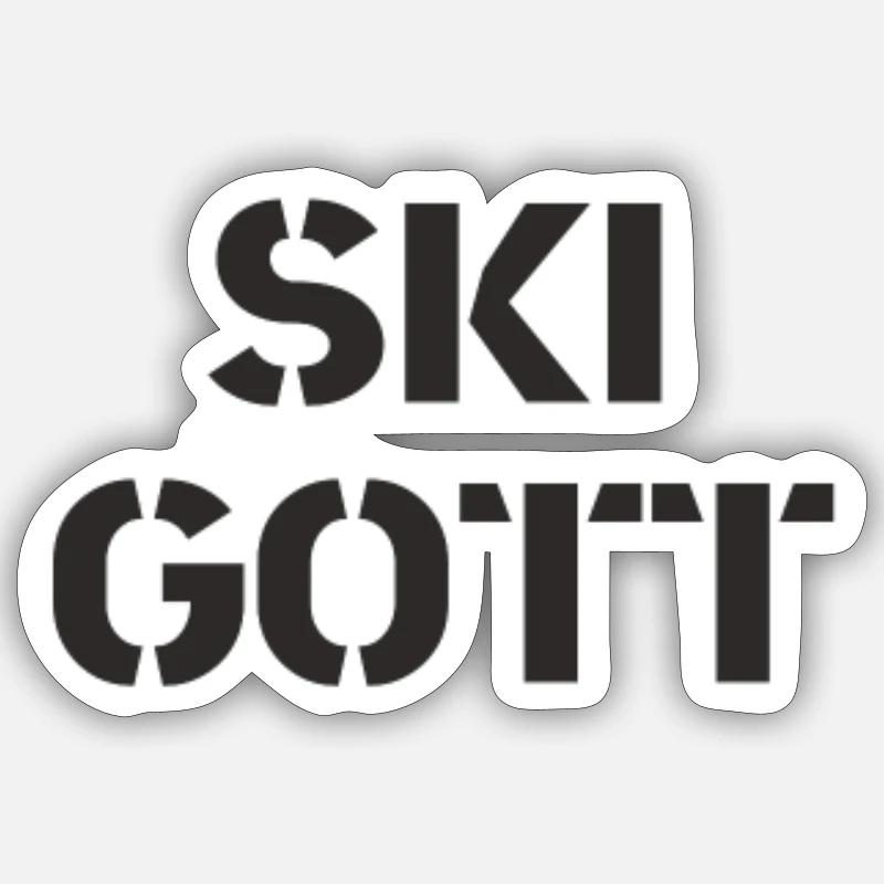 Ski - Ski Gott - Sticker Größe S (10 x 10 cm) - Mattweiß