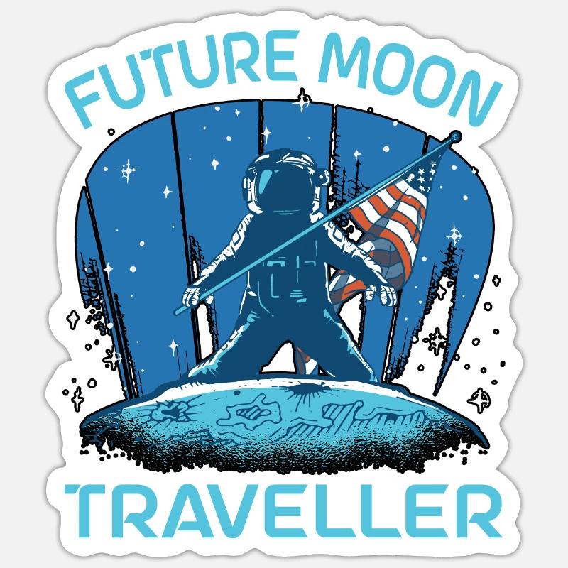 Future Moon Traveller - Sticker Größe S (10 x 10 cm) - Mattweiß