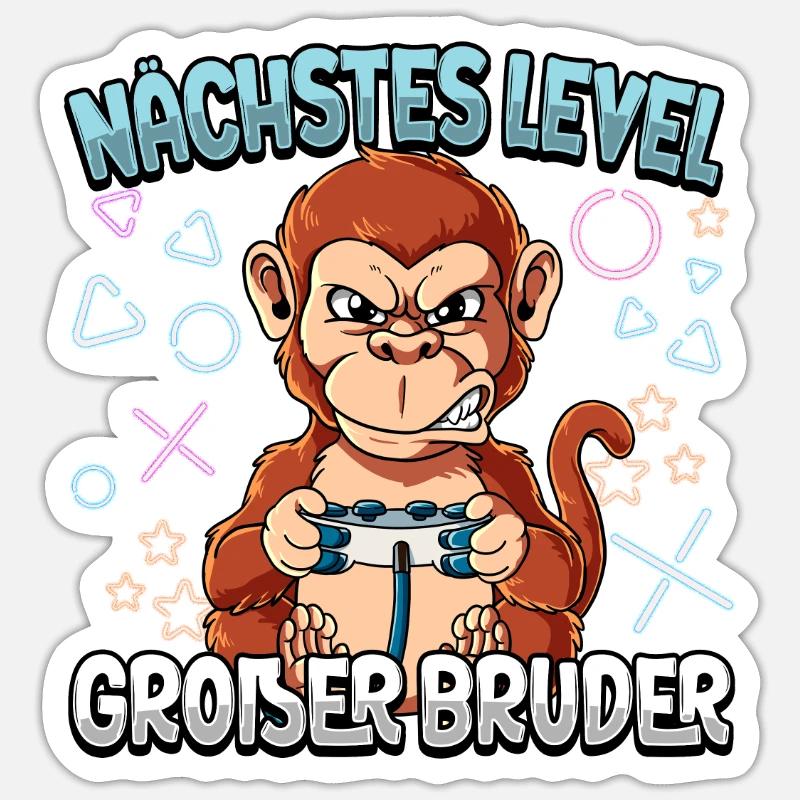 Nächstes Level Großer Bruder - Sticker Größe S (10 x 10 cm) - Mattweiß