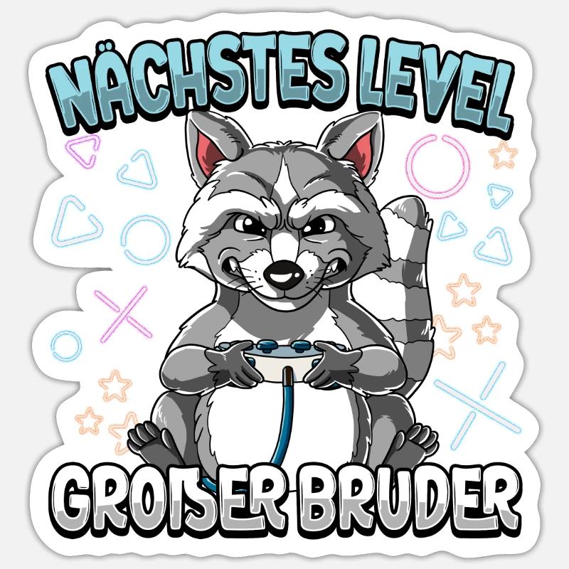 Nächstes Level Großer Bruder - Sticker Größe S (10 x 10 cm) - Mattweiß