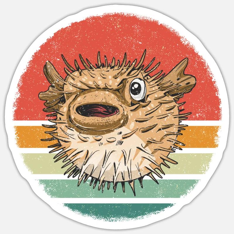 Poisson-globe Poisson-globe Poisson océan Animal - Sticker taille S (10 x 10 cm) - blanc mat