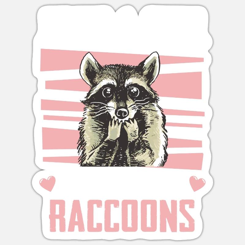 Waschbär - Sticker Größe S (10 x 10 cm) - Mattweiß