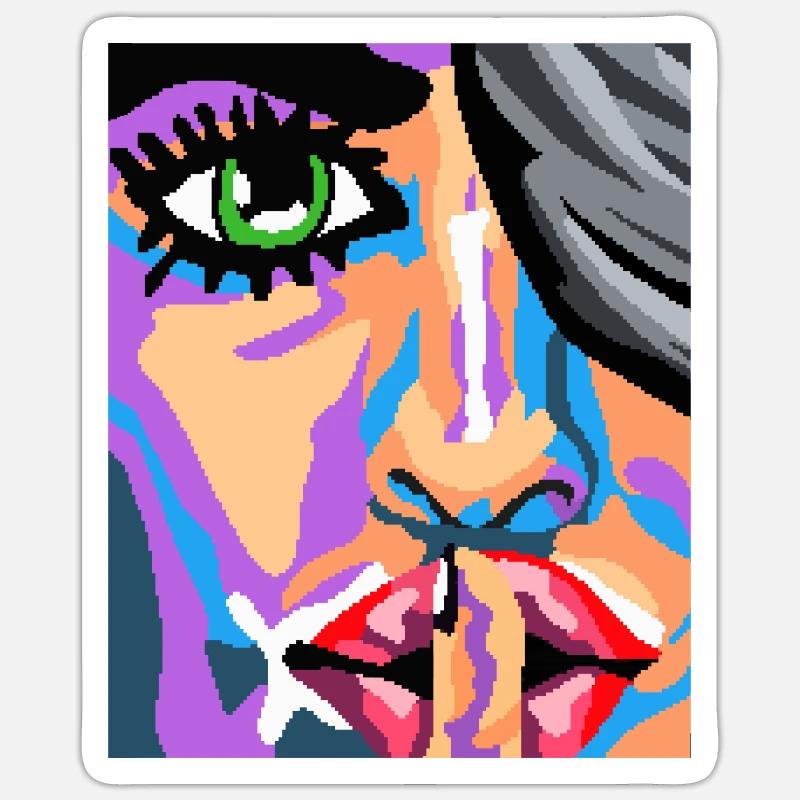 Pixel Face Art - Sticker taille S (10 x 10 cm) - blanc mat