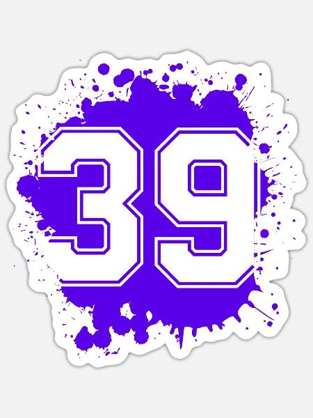 39 Zahl Klecks - Sticker Größe S (10 x 10 cm) - Mattweiß