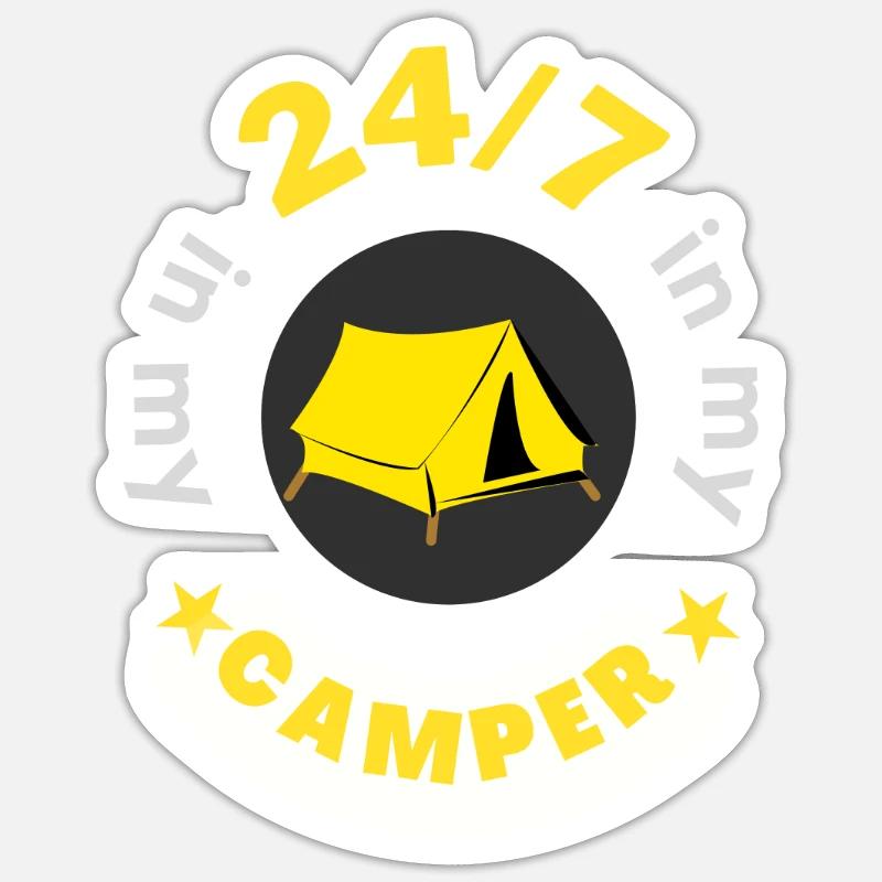24/7 dans mon camping-car - Sticker taille S (10 x 10 cm) - blanc mat