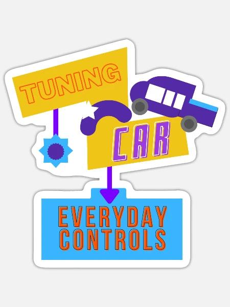 Tuning-Auto, alltägliche Kontrollen - Sticker Größe S (10 x 10 cm) - Mattweiß