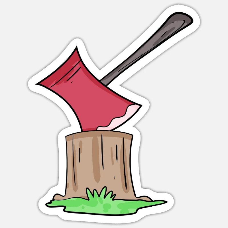 Bûcheron de hache - Sticker taille S (10 x 10 cm) - blanc mat