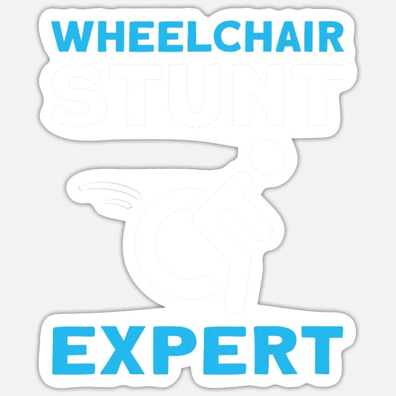 Rollstuhl-stunt-experte. Rollstuhl Handicap - Sticker Größe S (10 x 10 cm) - Mattweiß