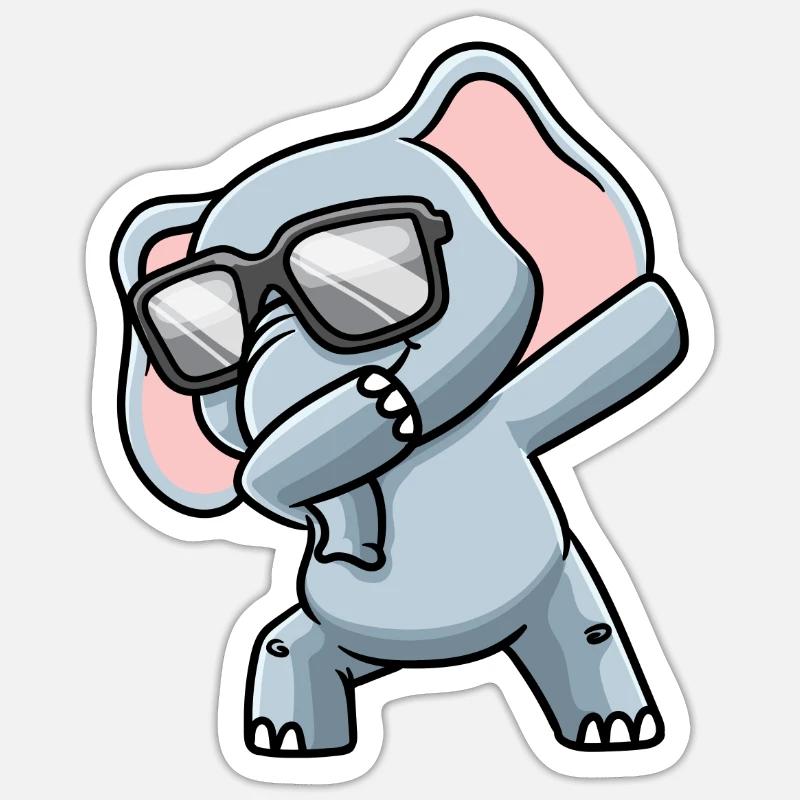 Elephant With Sunglasses Dabbing - Sticker size S (10 x 10 cm) - white matte