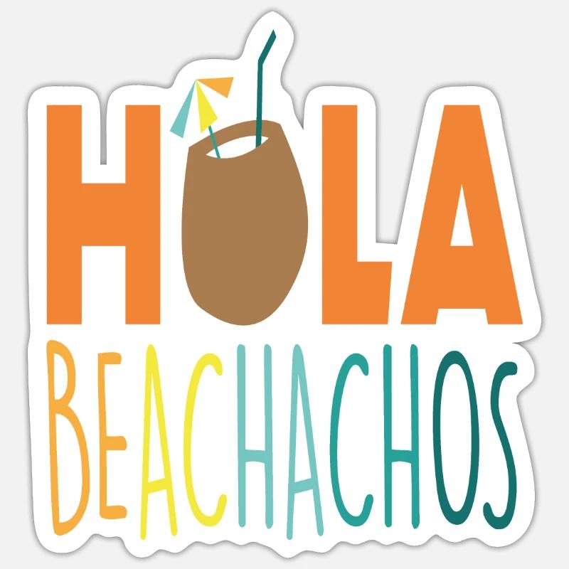 Hola Beachachos Beach Citations - Sticker taille S (10 x 10 cm) - blanc mat